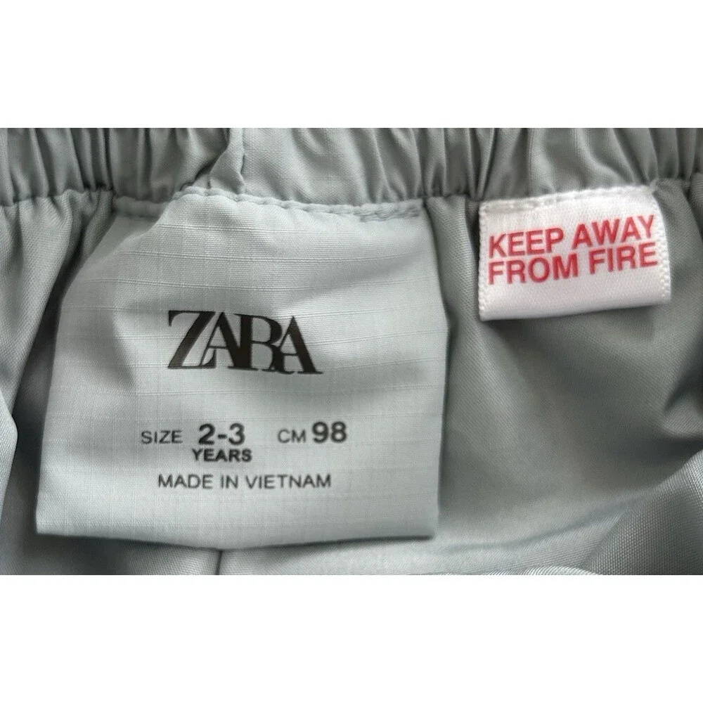 NWOT Zara Gray Insulated Quilted Snow Pants Ripstop Winter Unisex 2-3Y (98)